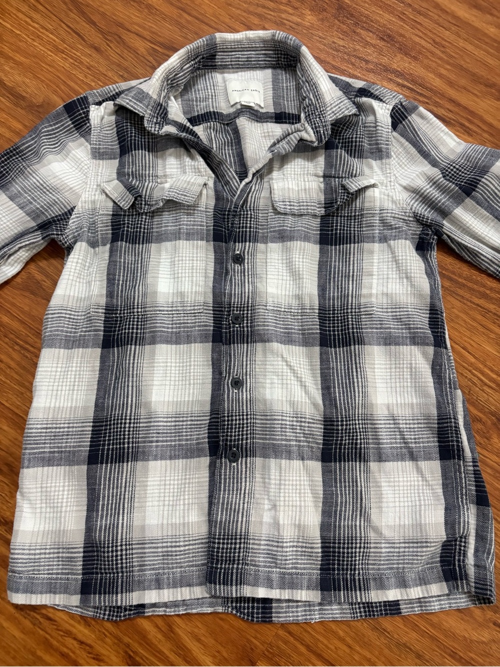 American Eagle Women’s Plaid Cotton Flannel Long Sleeve Button-Up Shirt - Small